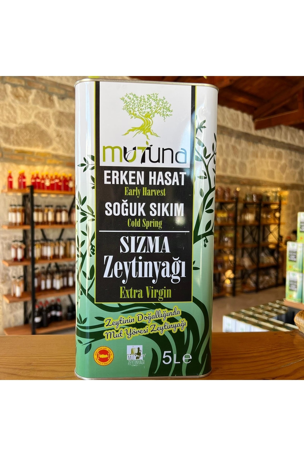 Erken Hasat Soğuk Sıkım Doğal Mut Zeytinyağı (5 LİTRE)